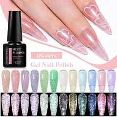 MEET ACROSS sparkling nail art demonstration showing easy at-home application.