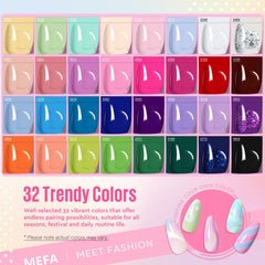 MEFA 32-color gel polish set offering vibrant spring options