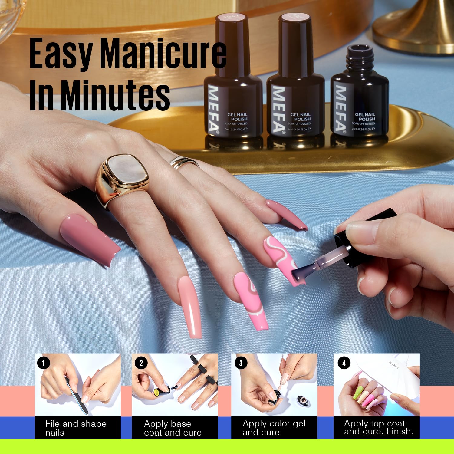 MEFA color swatches displaying diverse hues for mani ideas