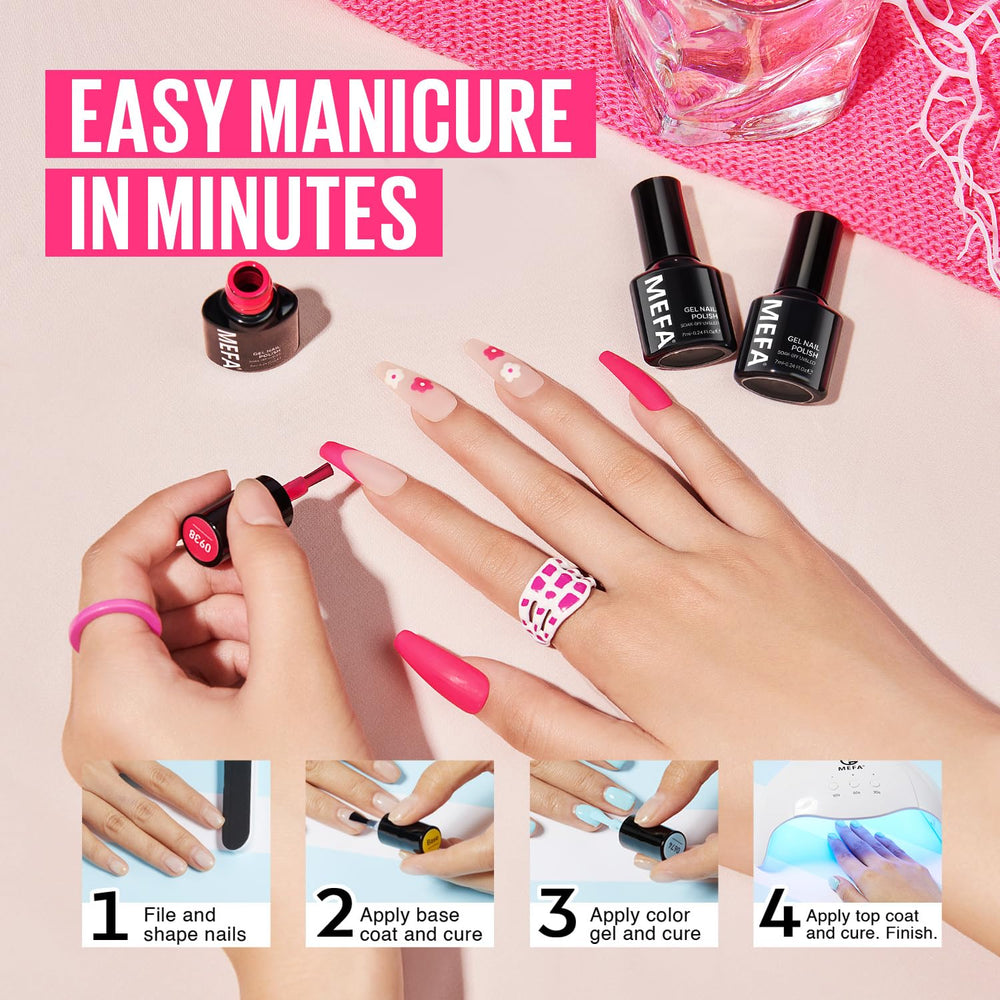 MEFA Neon Blue Gel Nail Polish creates cool, electric manicure options.