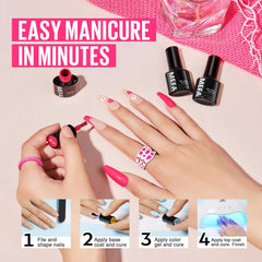 MEFA Neon Blue Gel Nail Polish creates cool, electric manicure options.