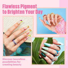 MEFA swatches displaying nude pink gel colors for shade matching