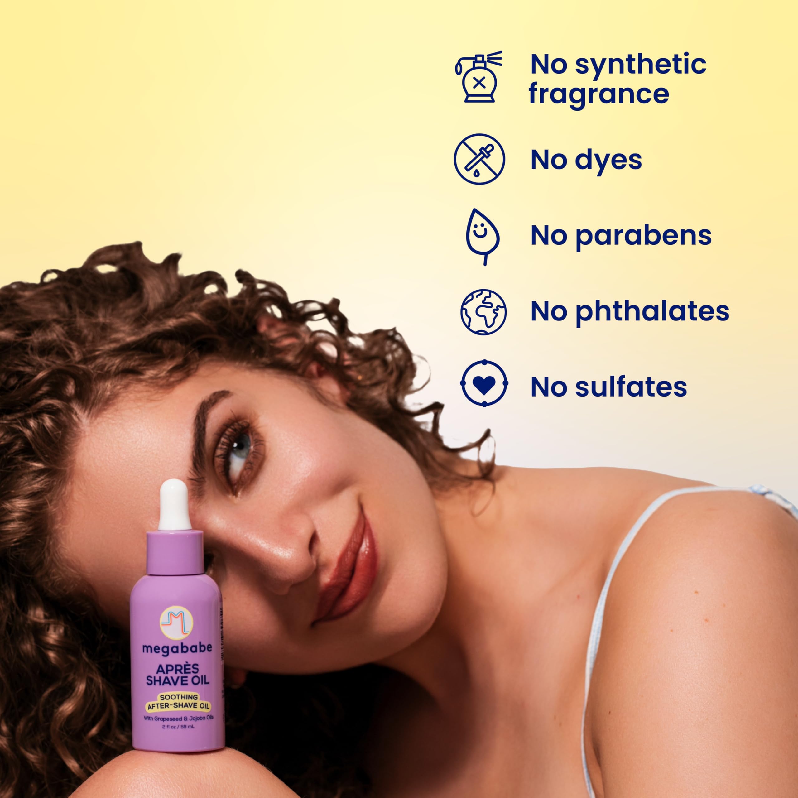 Megababe Après Shave Oil underarms use for irritation relief after shaving.