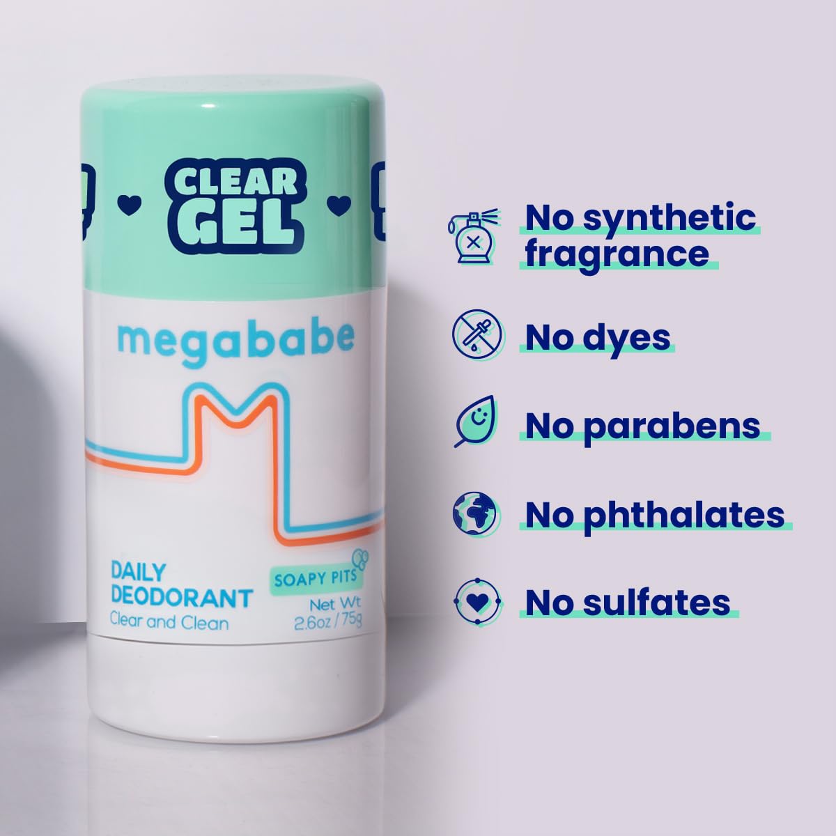 Megababe Daily Deodorant Soapy Pits clear glide without white residue on skin