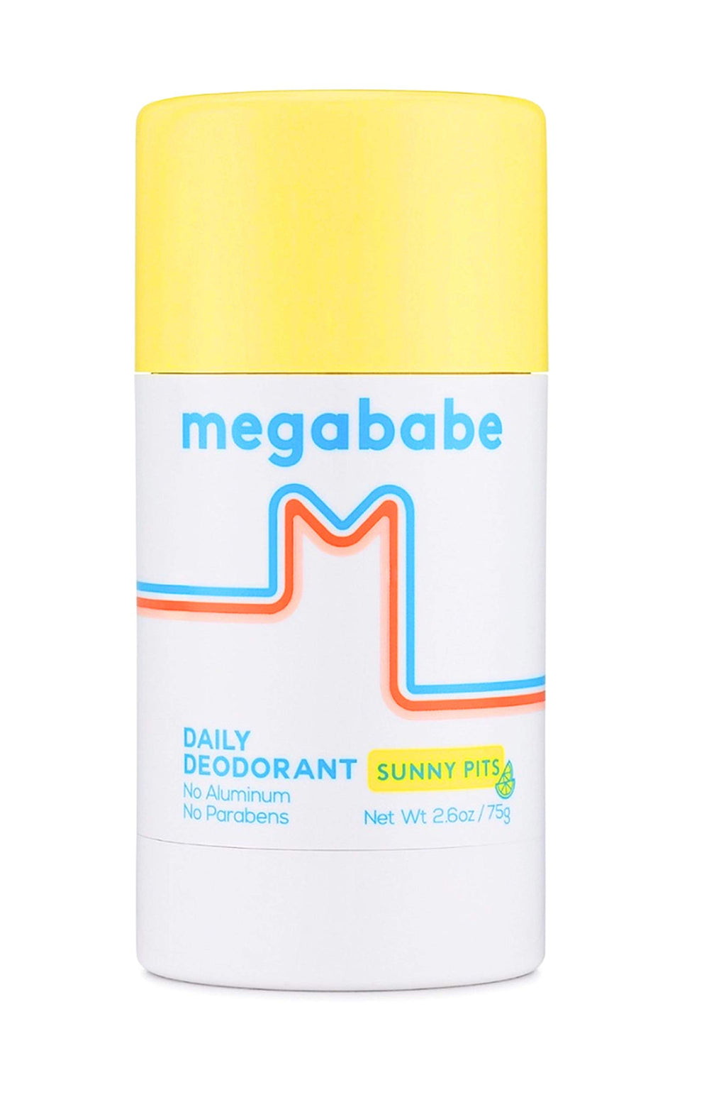 Megababe Daily Deodorant Sunny Pits glides on clear, aluminum-free protection for all-day freshness.
