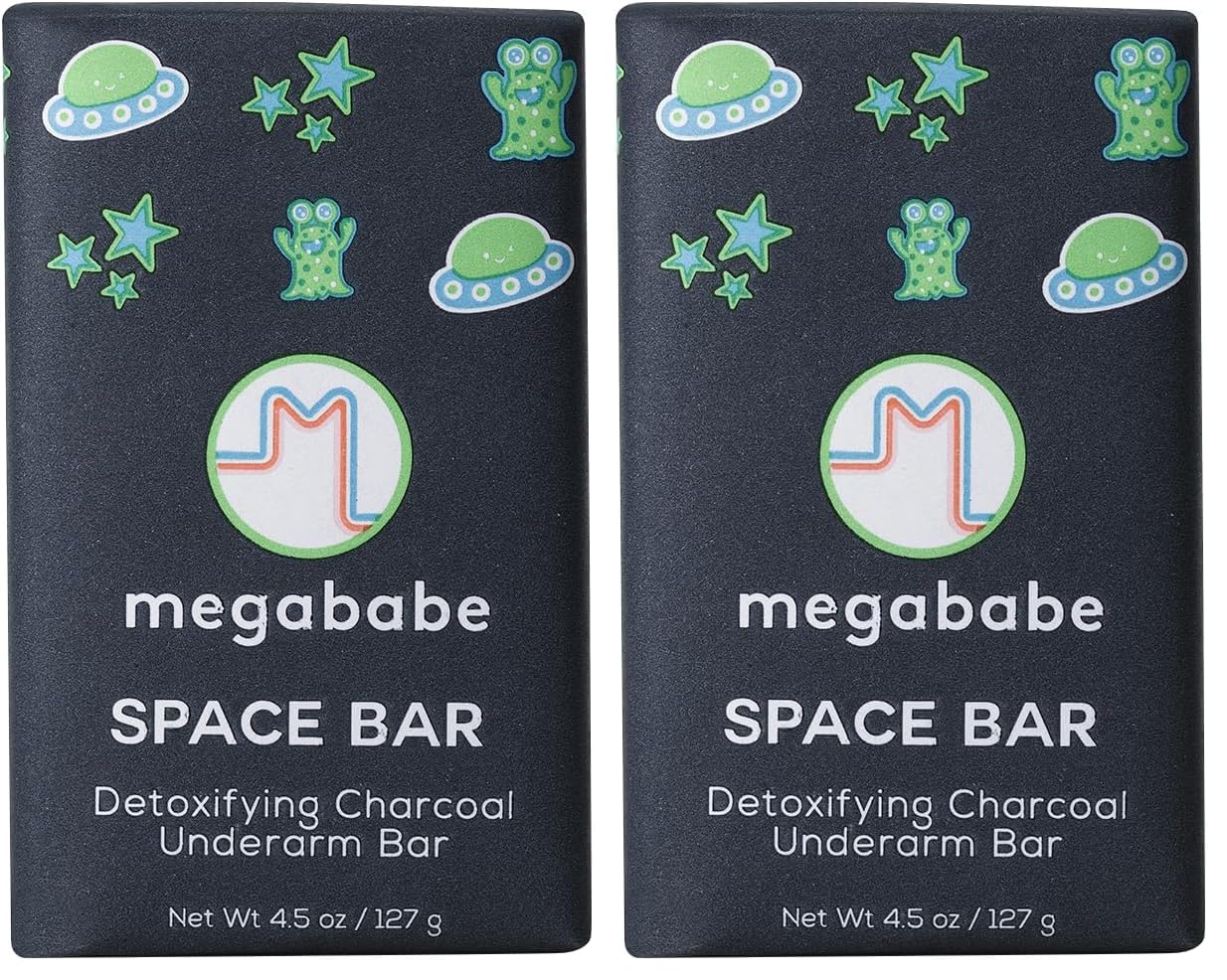 Megababe Space Bar Pack of 2 offers odor-control cleansing for sensitive underarms.
