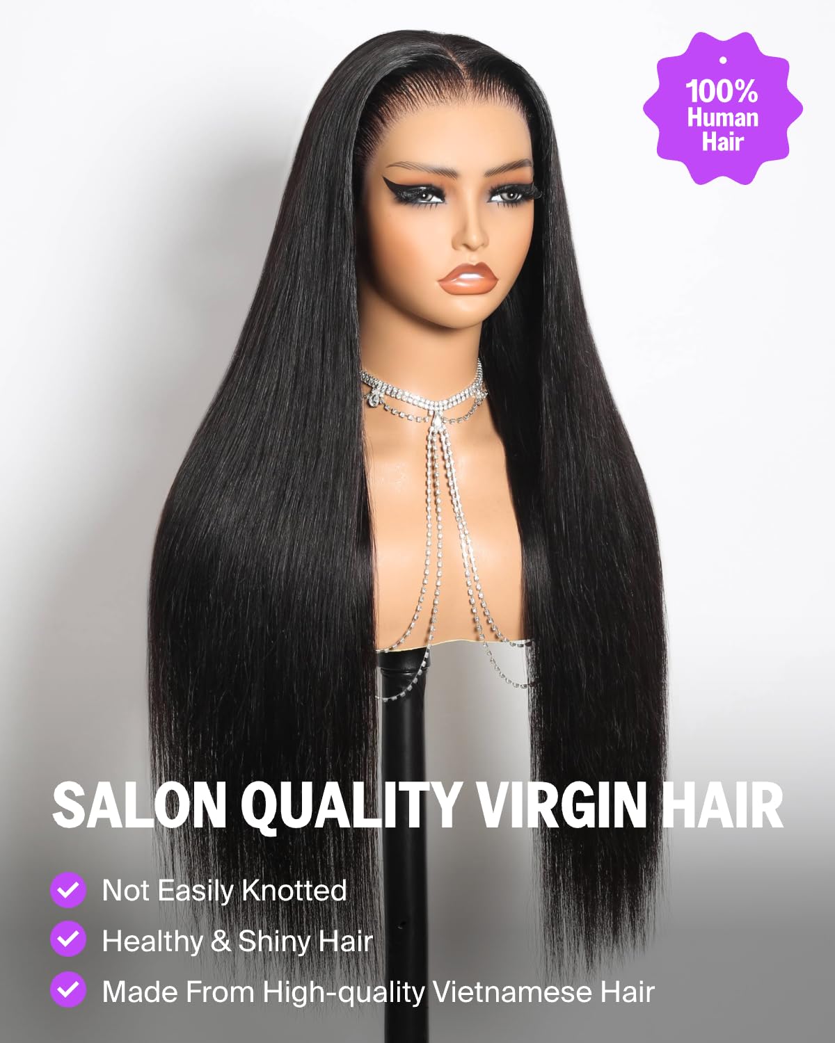 Megalook hair straight wig, 18-inch length for versatile styling.
