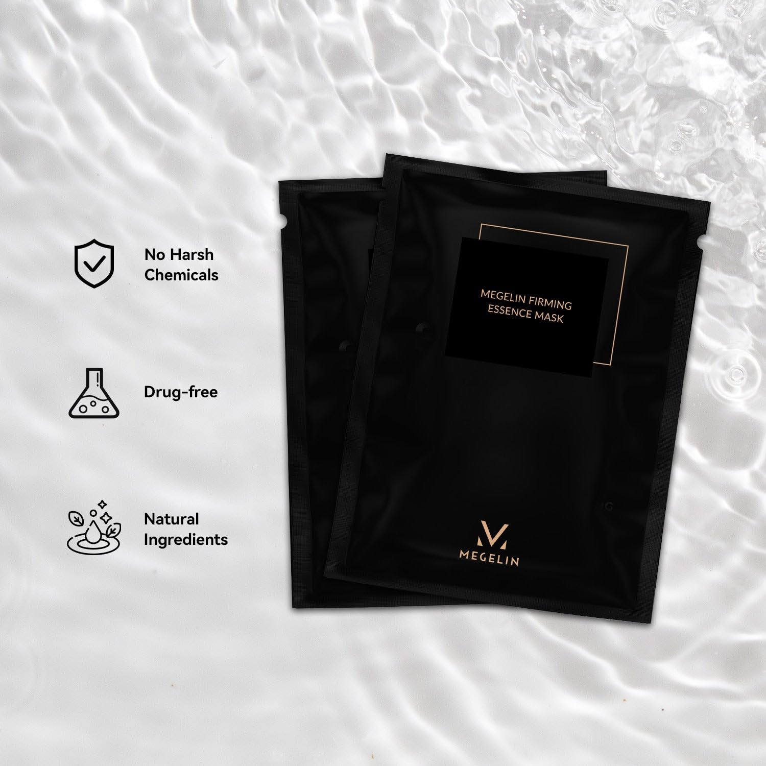 MEGELIN dedicated mask applied on skin for soothing plant-based care.