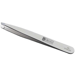 Mehaz slanted-tip tweezers for precise facial hair removal and eyebrow shaping.