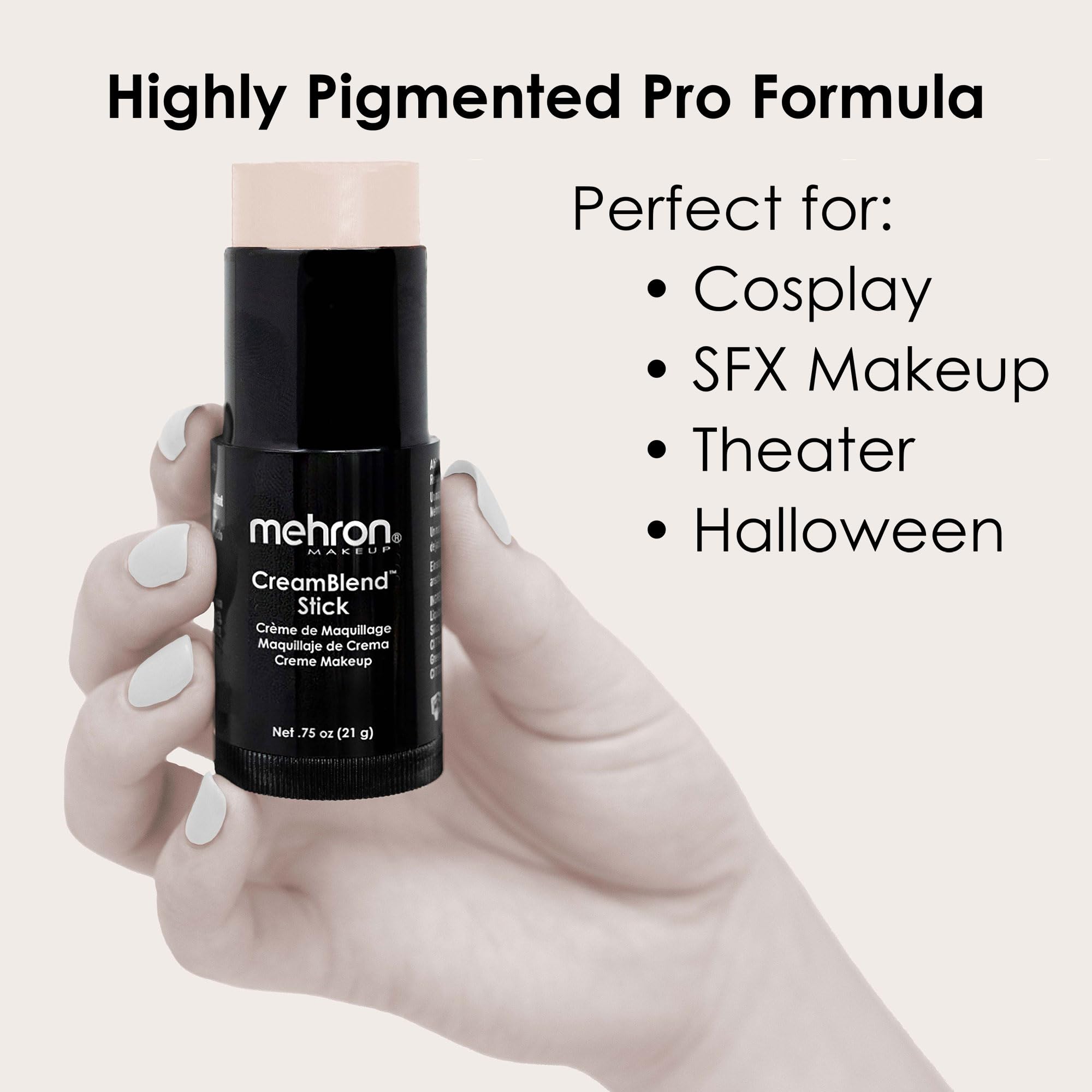 Mehron CreamBlend Stick for Halloween costume color with easy blending.