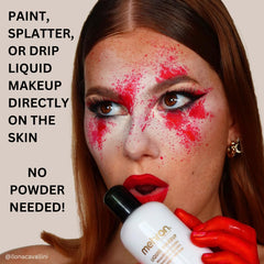 Mehron Liquid Makeup glow-uv reactive option shines under black light.