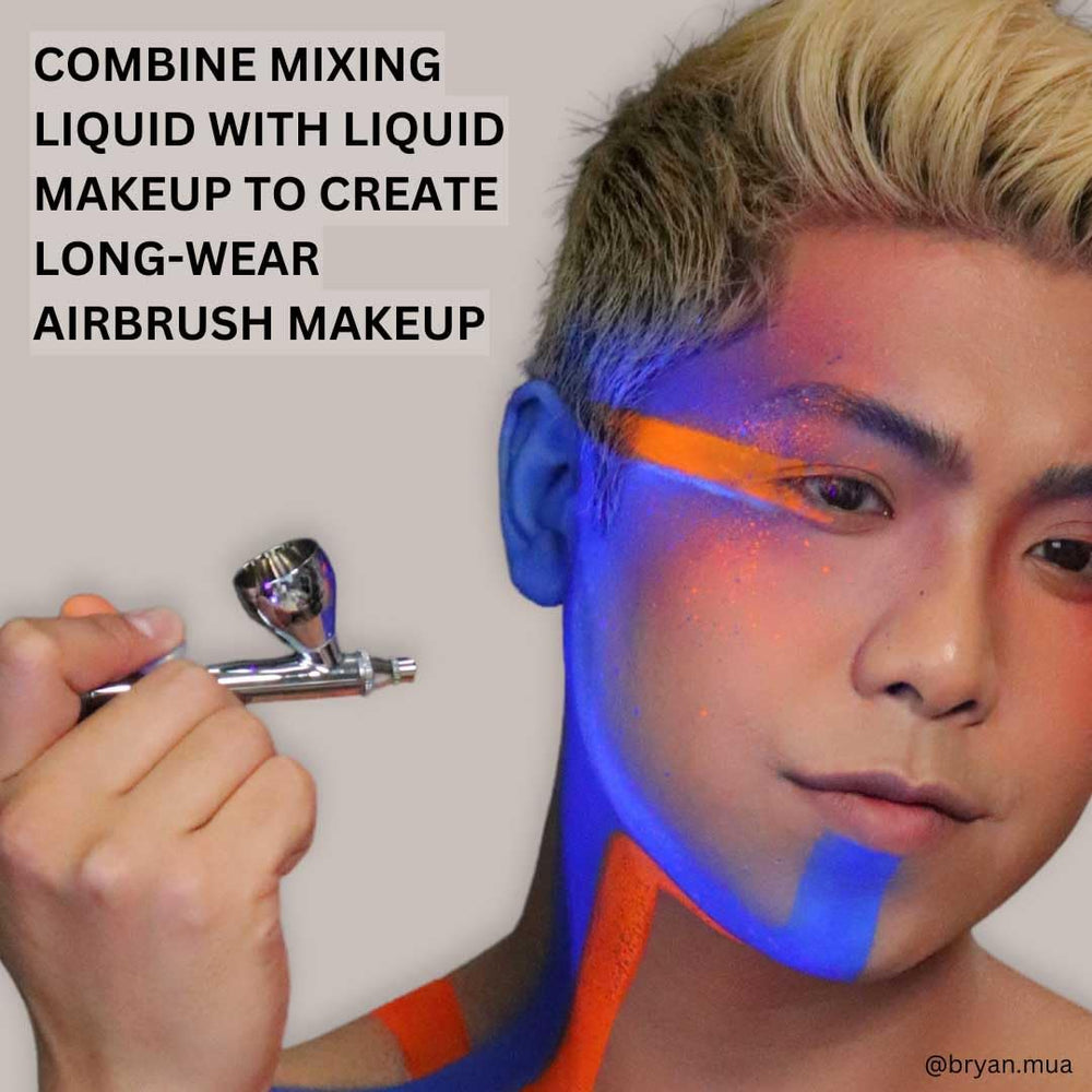 Mehron Mixing Liquid used as glitter glue for fallout-free sparkle.