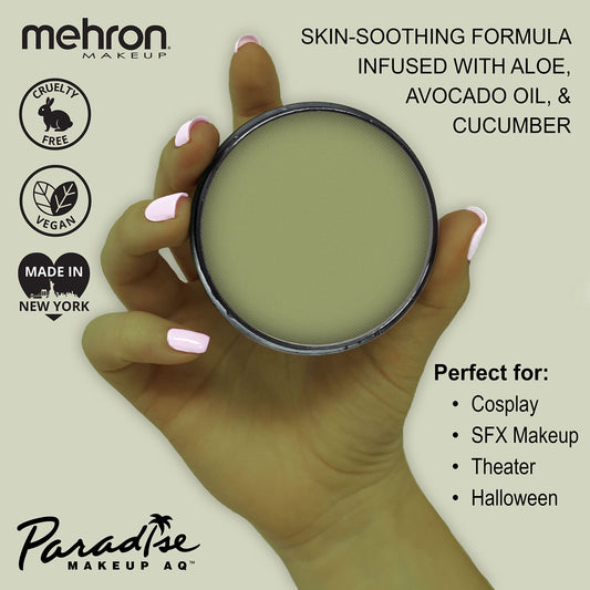 Mehron Paradise Makeup AQ color swatches reveal rich pigments for face and body art.