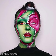 Mehron Paradise AQ light green application on arm demonstrates blendable body paint for cosplay.