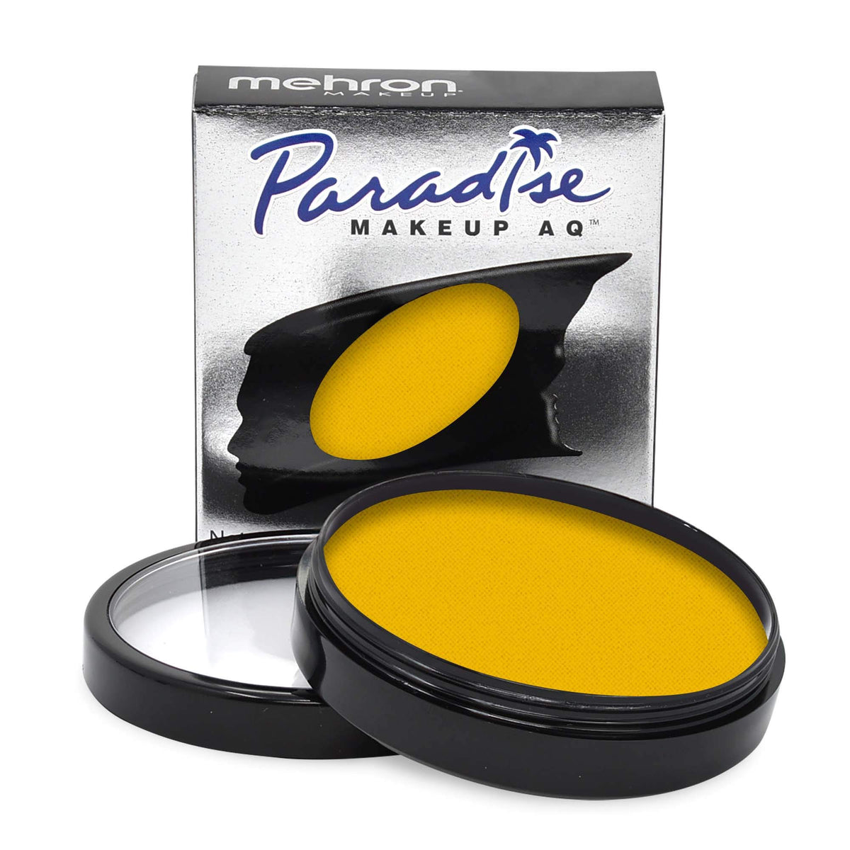 Mehron Paradise Makeup AQ yellow face paint pan for bold, blendable color in studio and stage.