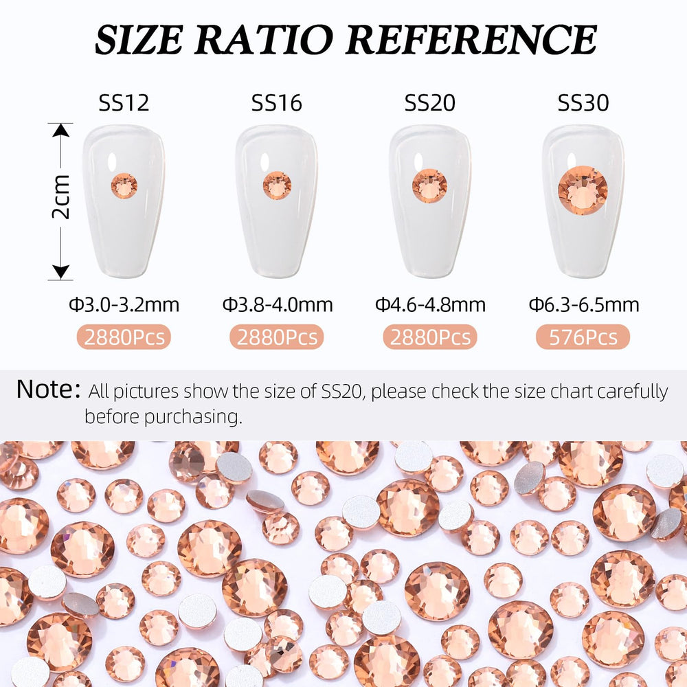 Meibite Champagne flatback rhinestones for detailed nail art