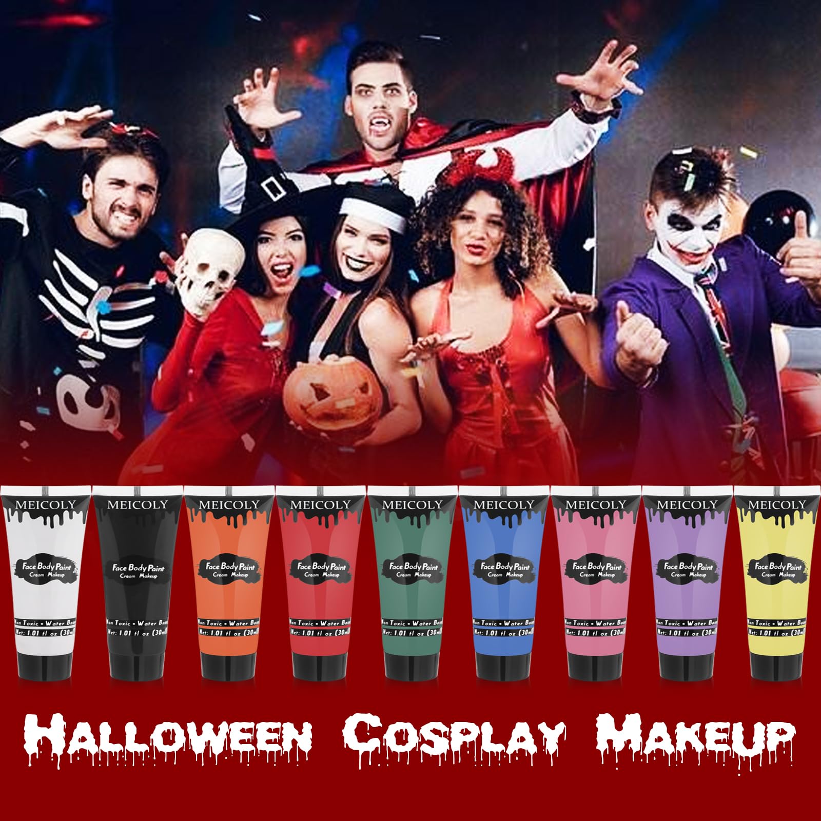 MEICOLY color-set showcase ideal for Halloween makeup