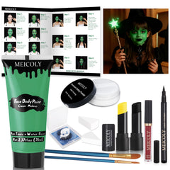 MEICOLY complete green witch makeup kit packaging box, easy storage and display