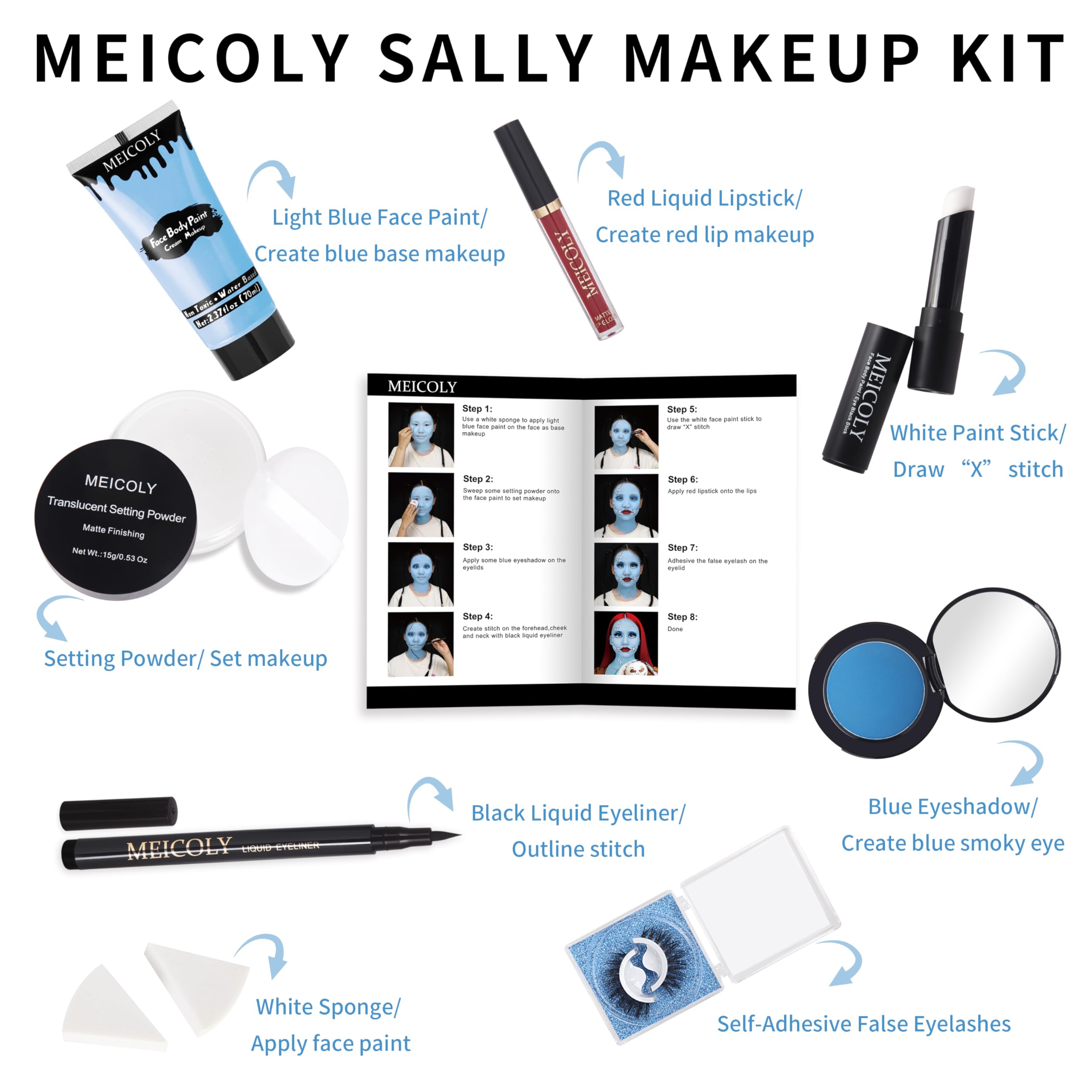 MEICOLY Sally kit red liquid lipstick for bold accents.
