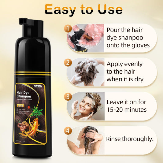 Meidu hair color shampoo applied with gloves for precise, even at-home coloring.