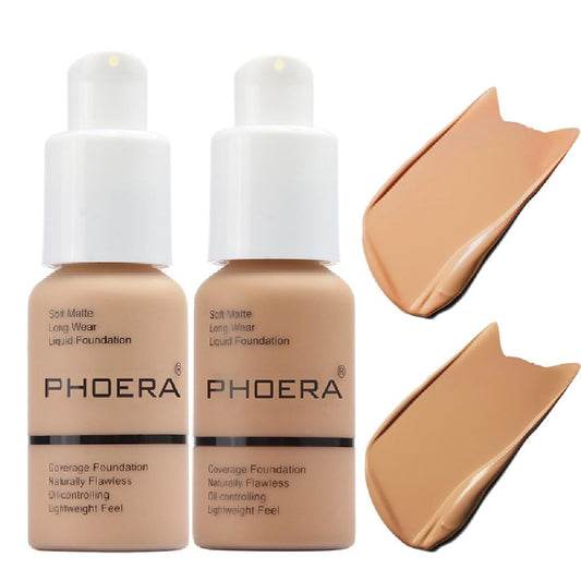 Meifen PHOERA Foundation 104 Buff Beige bottle, ideal shade for neutral-warm undertones.