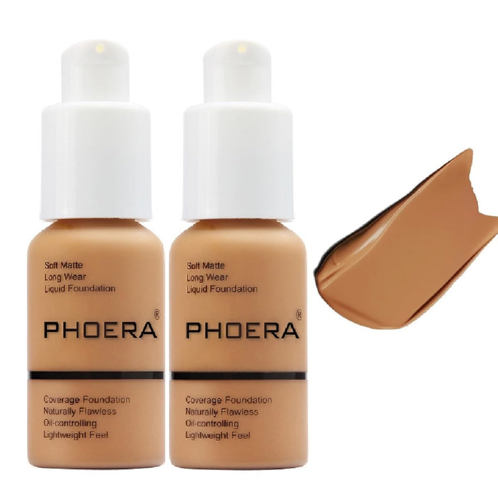Meifen PHOERA Foundation 2-pack Warm Sun bottle demonstrates consistent shade.