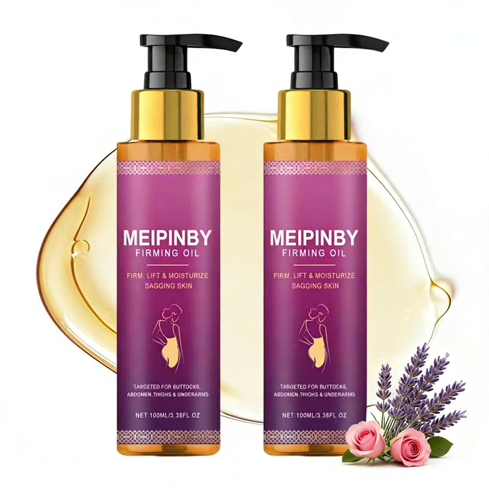 MEIPINBY body firming oil bottle for post-shower hydration and easy application.