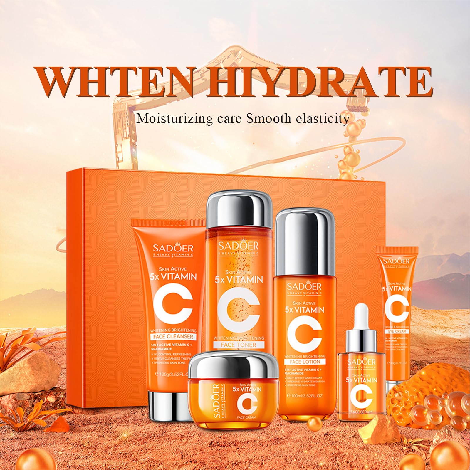 MEIYUANNAISI Vitamin C toner bottle smooths texture and primes for serums.