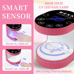 MEKK cordless mini UV light rose pink closed display showing timer options