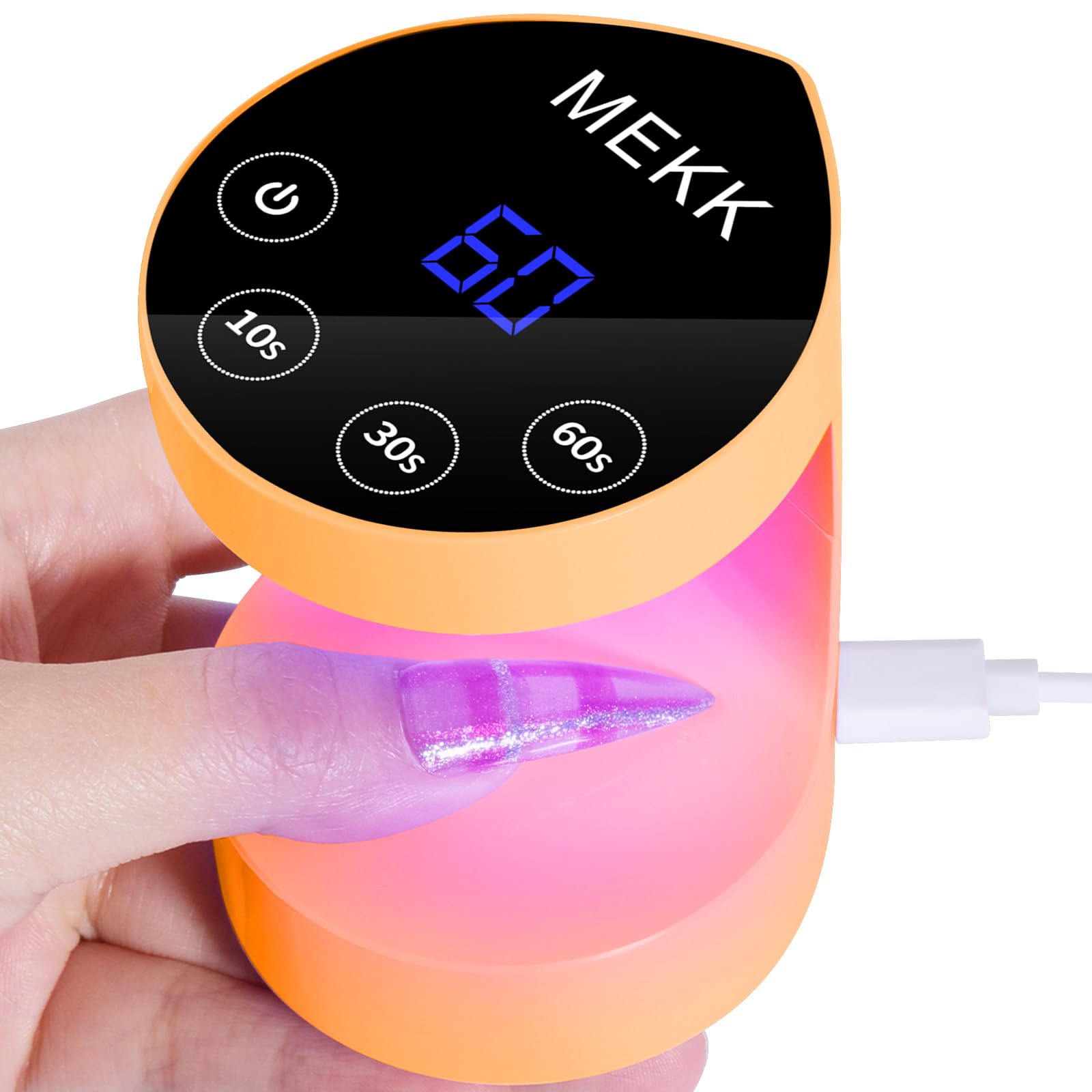 MEKK Mini UV Light with peach design for quick at-home gel curing.