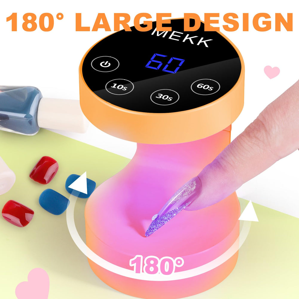 MEKK Mini UV Light open 180 design fits multiple fingers.