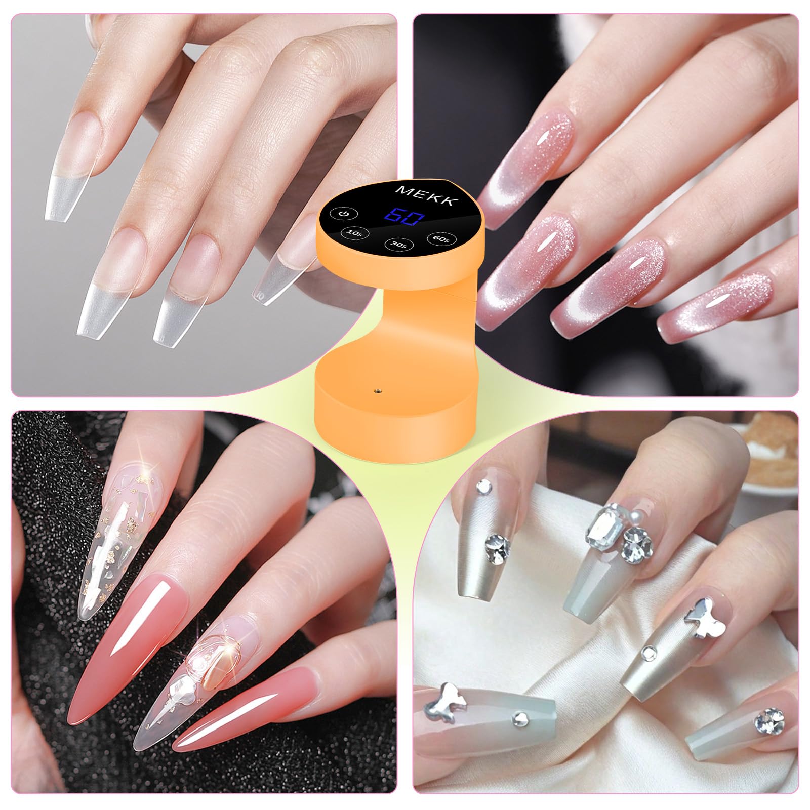 MEKK Mini UV Light's orange peach color adds stylish appeal.