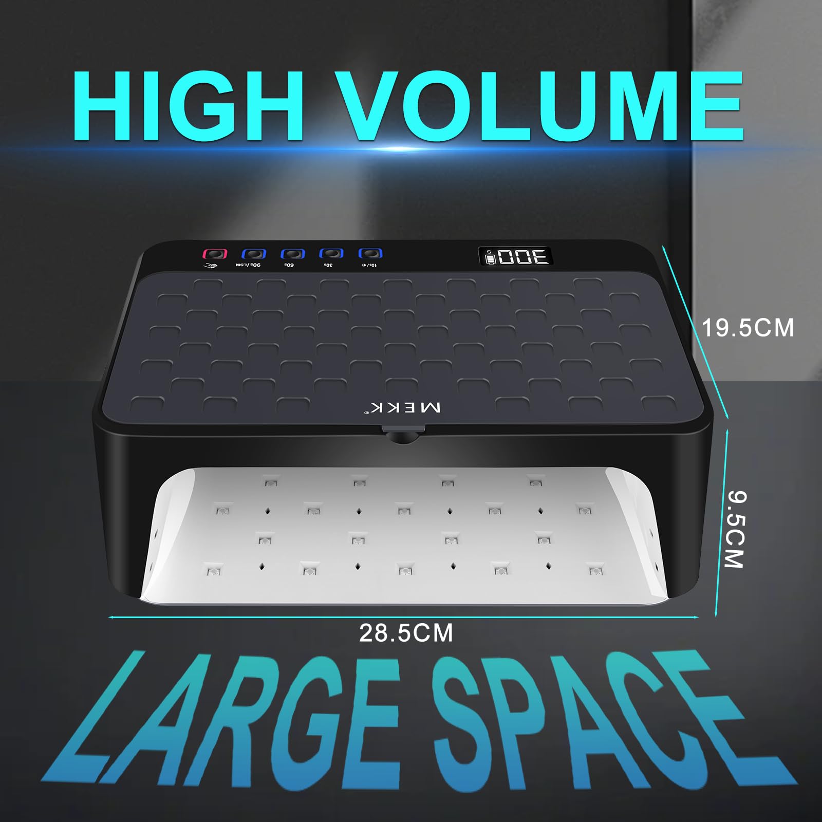 MEKK large interior fits varied hand sizes for efficient multi-nail curing
