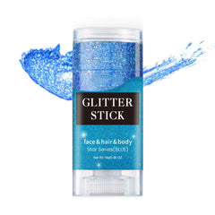 Melemando Glitter Stick blue bottle pour adds bold body sparkle for concerts