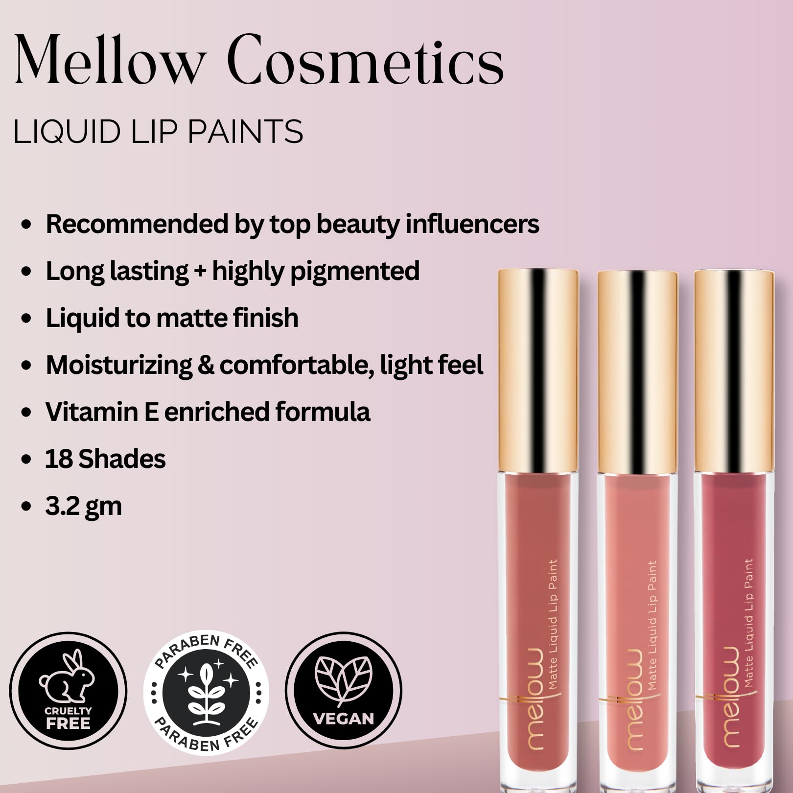Mellow Liquid Lip Paint Barcelona final look on model.