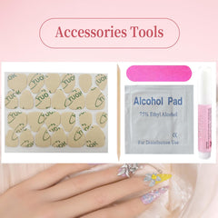 MellowBells compact box packaging keeps nails organized during styling.