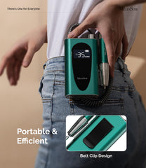 MM400C LCD display shows RPM and battery status for cordless use