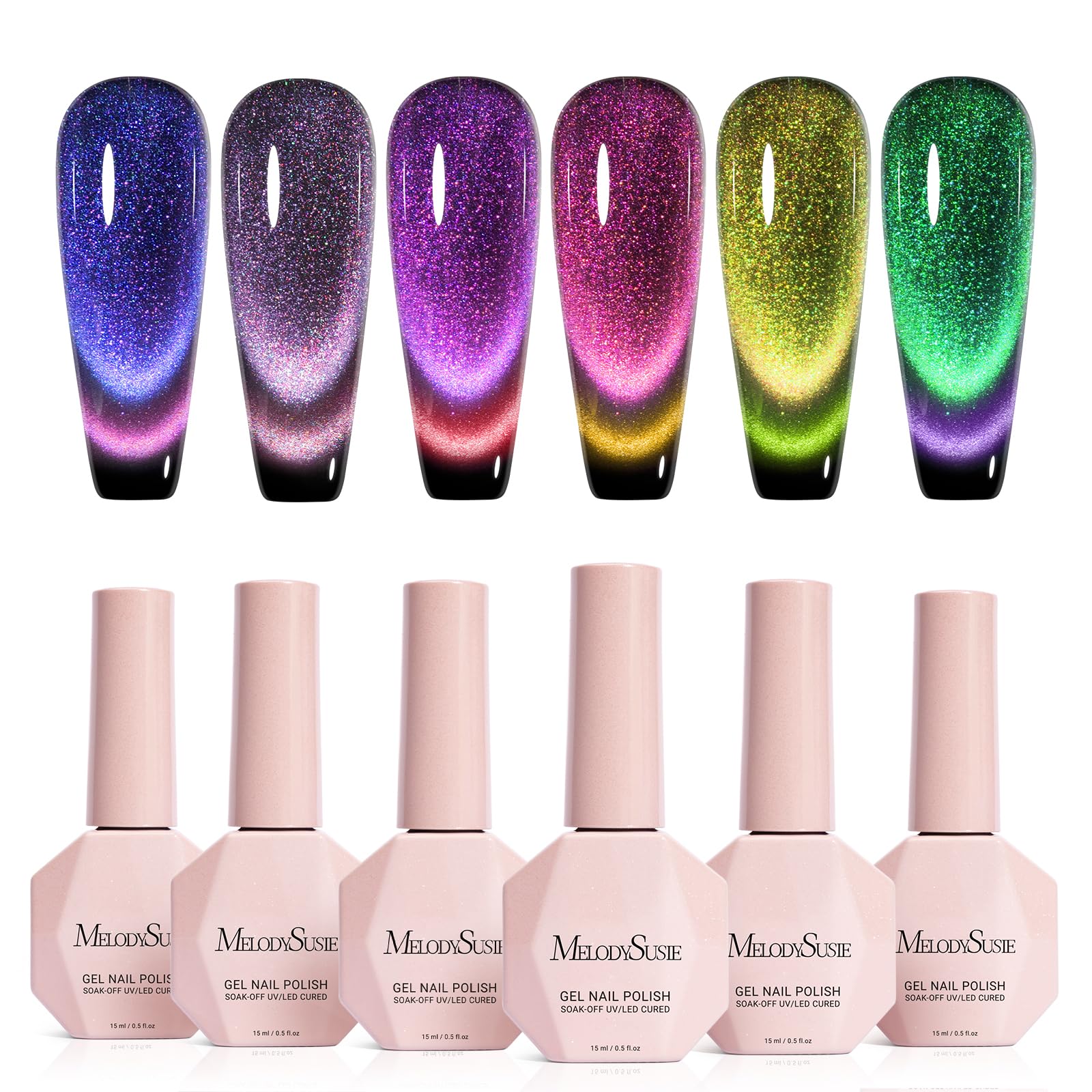 MelodySusie 9D cat eye gel polish set with six bottles for stunning color effects
