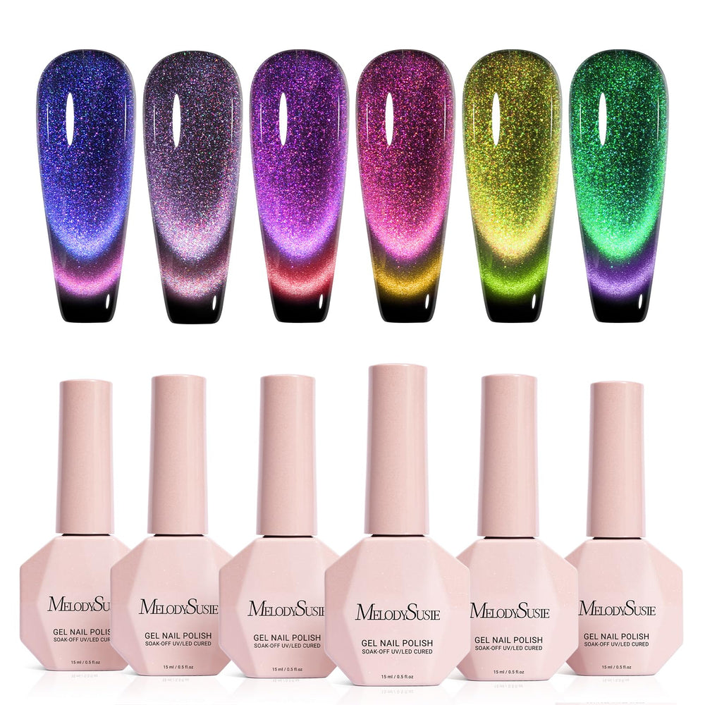 MelodySusie 9D cat eye gel polish set with six bottles for stunning color effects