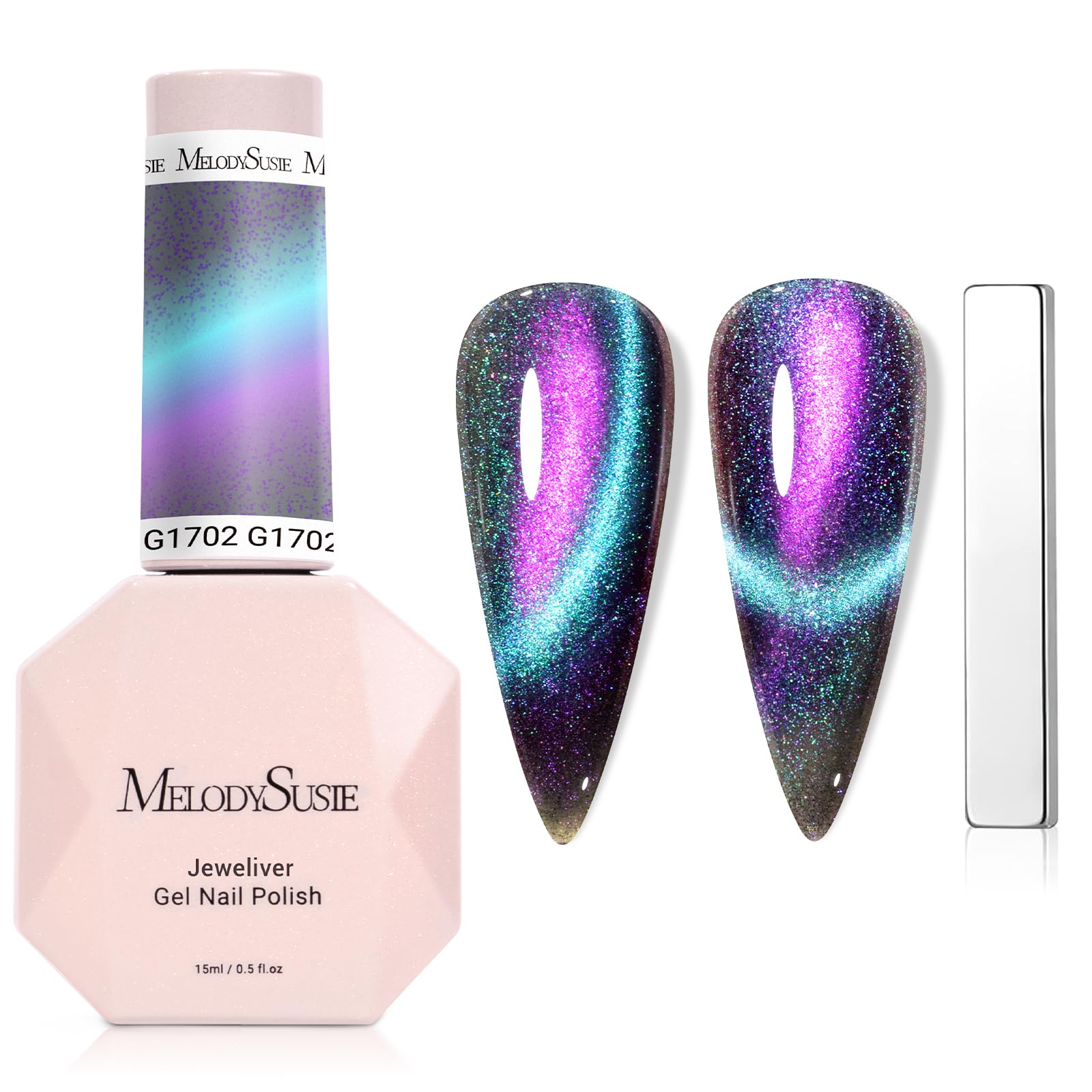 MelodySusie bottle with magnet creates a magnetic cat-eye effect for chic nails