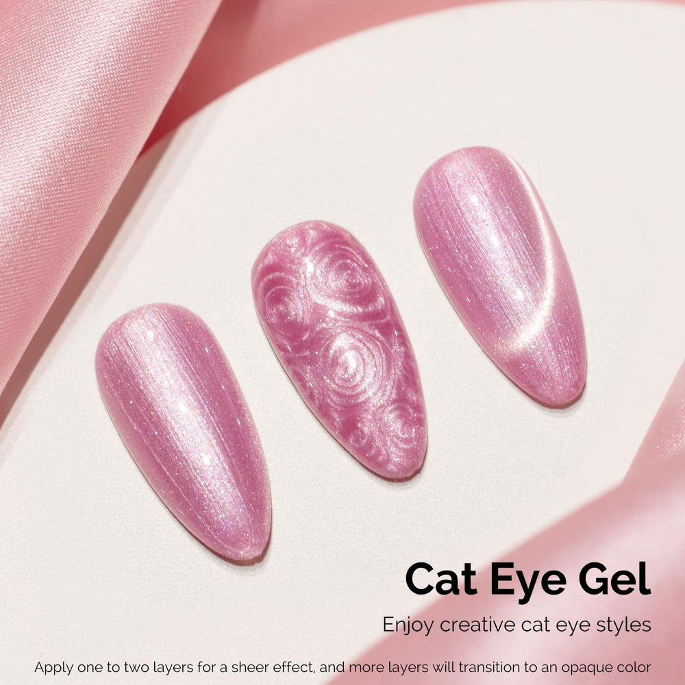 MelodySusie bubblegum pink glitter holographic gel polish adds vibrant shine.