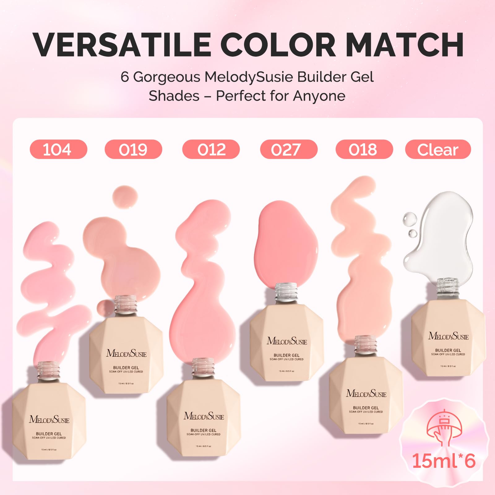 MelodySusie builder gel base colors nude pink display natural-looking enhancements