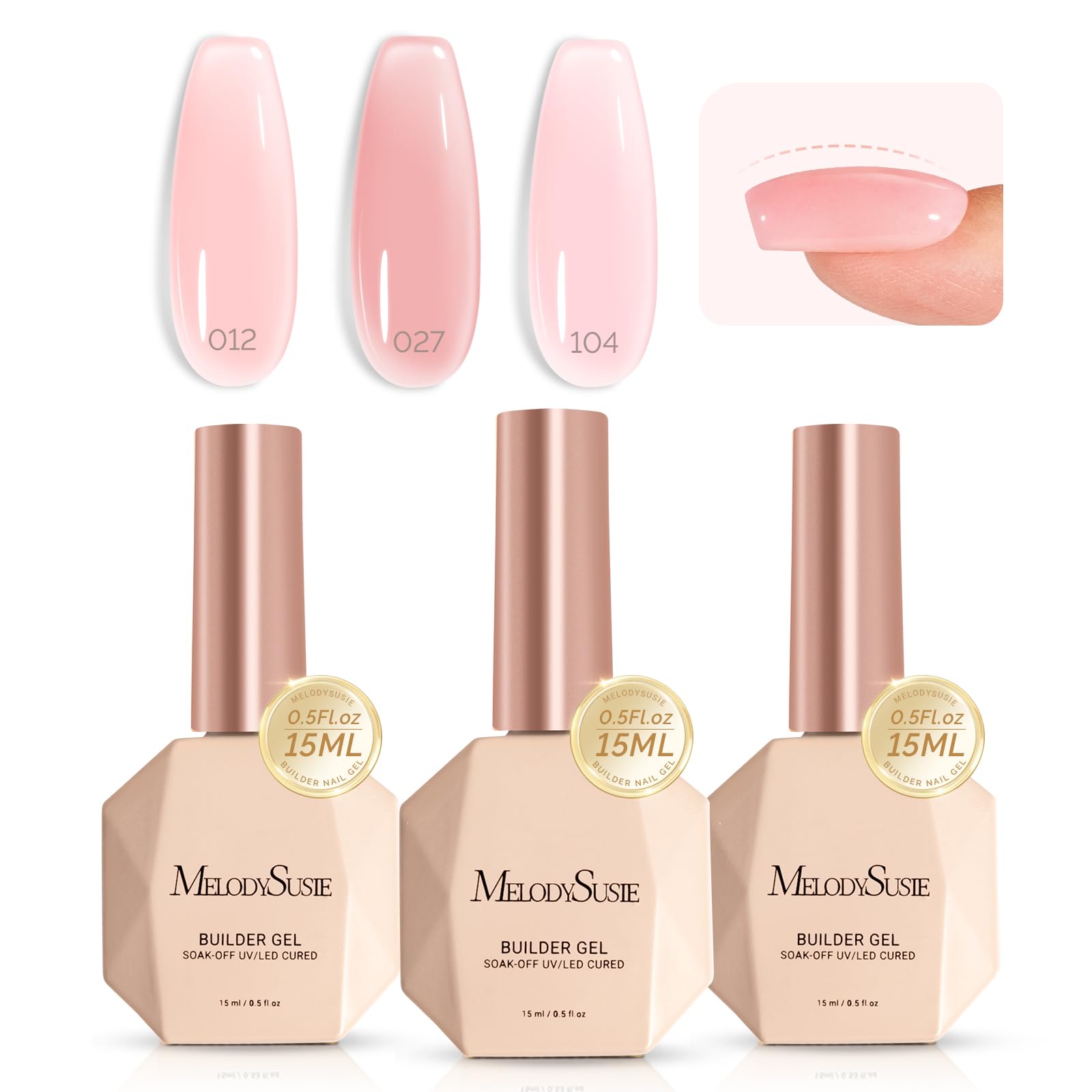 MelodySusie pink base builder gel bottle for durable overlays