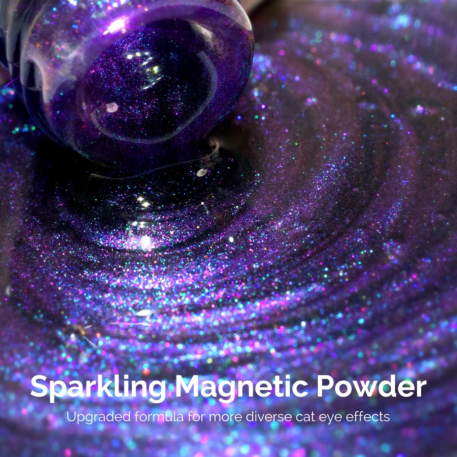 MelodySusie cat-eye swatch shows blue glitter shimmer that catches light
