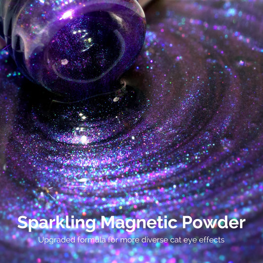 MelodySusie cat-eye swatch shows blue glitter shimmer that catches light