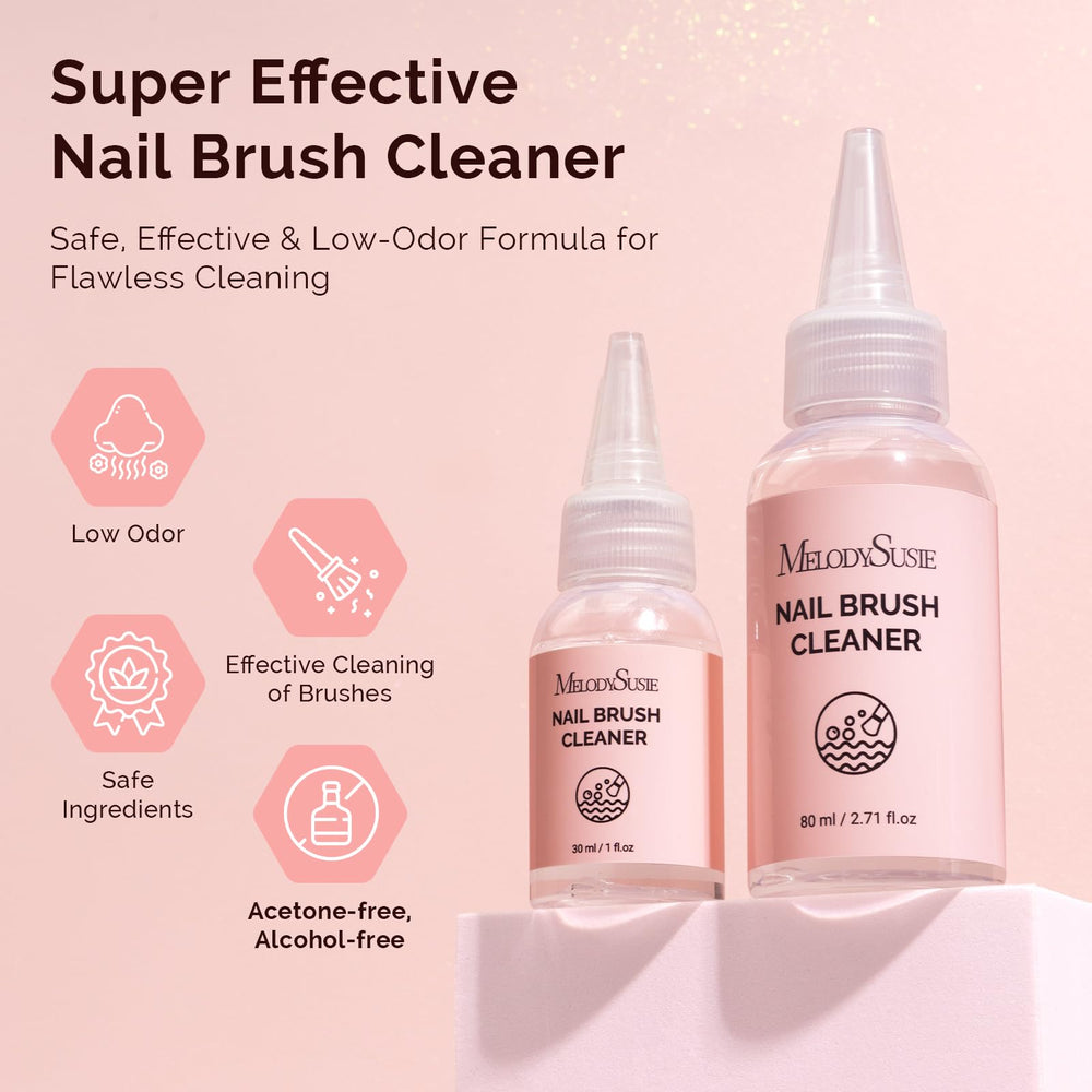 MelodySusie cleaning brush bristles after gel polish to prevent fraying and extend life.