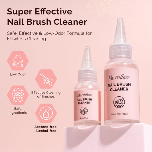MelodySusie cleaning brush bristles after gel polish to prevent fraying and extend life.