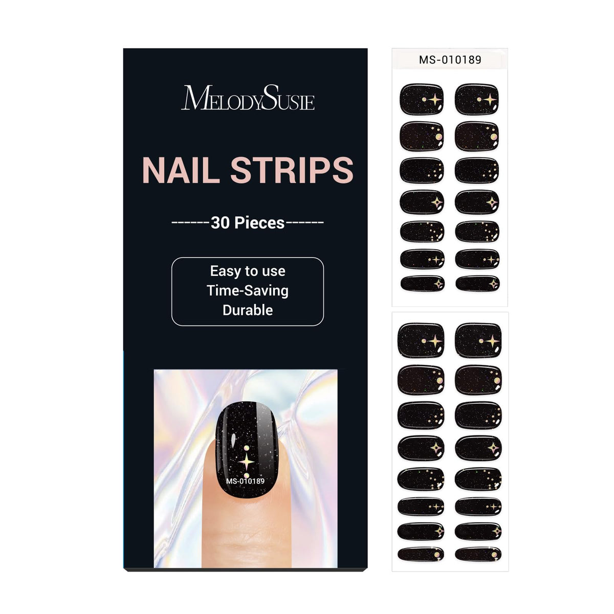 MelodySusie dark glitter stars nail strips for glam at home
