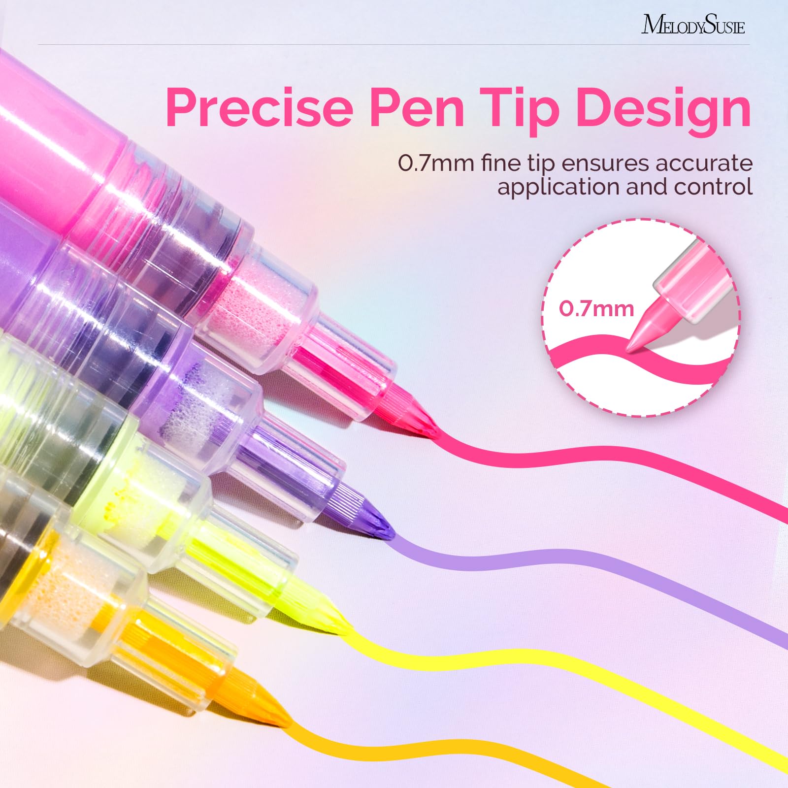 MelodySusie DIY patterns set enables dots, stripes, and French tips.