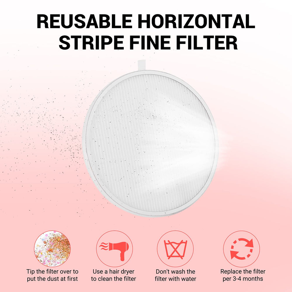 MelodySusie filter cleaning with hairdryer or brush keeps suction ready.